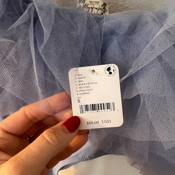 Free People Lavender Tulle Bodysuit | Size S | NWT | Off Shoulder Ruffle - Picture 4 of 4